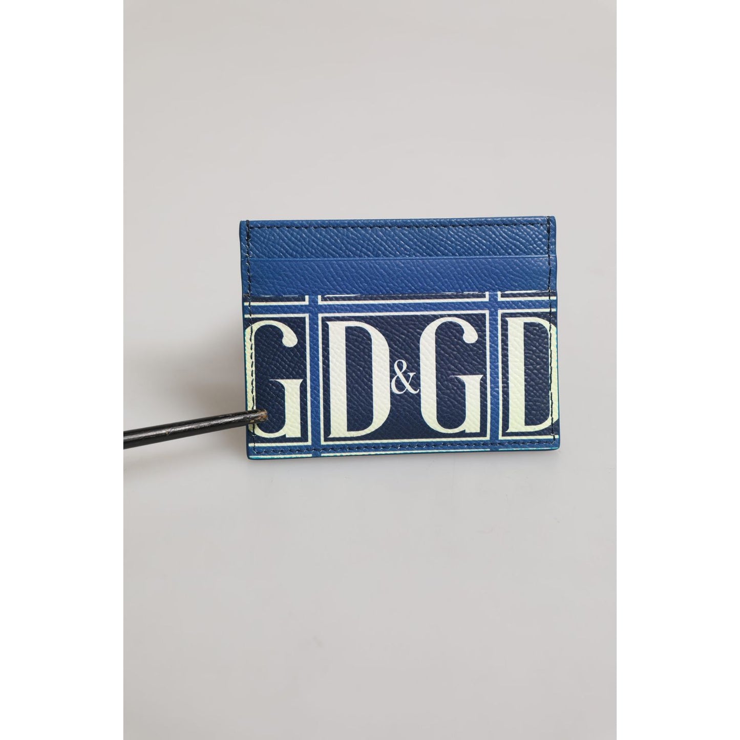 Dolce & Gabbana Blue Calf Leather DG Logo Print Monogram Card Holder Wallet with iconic design and multiple card slots.