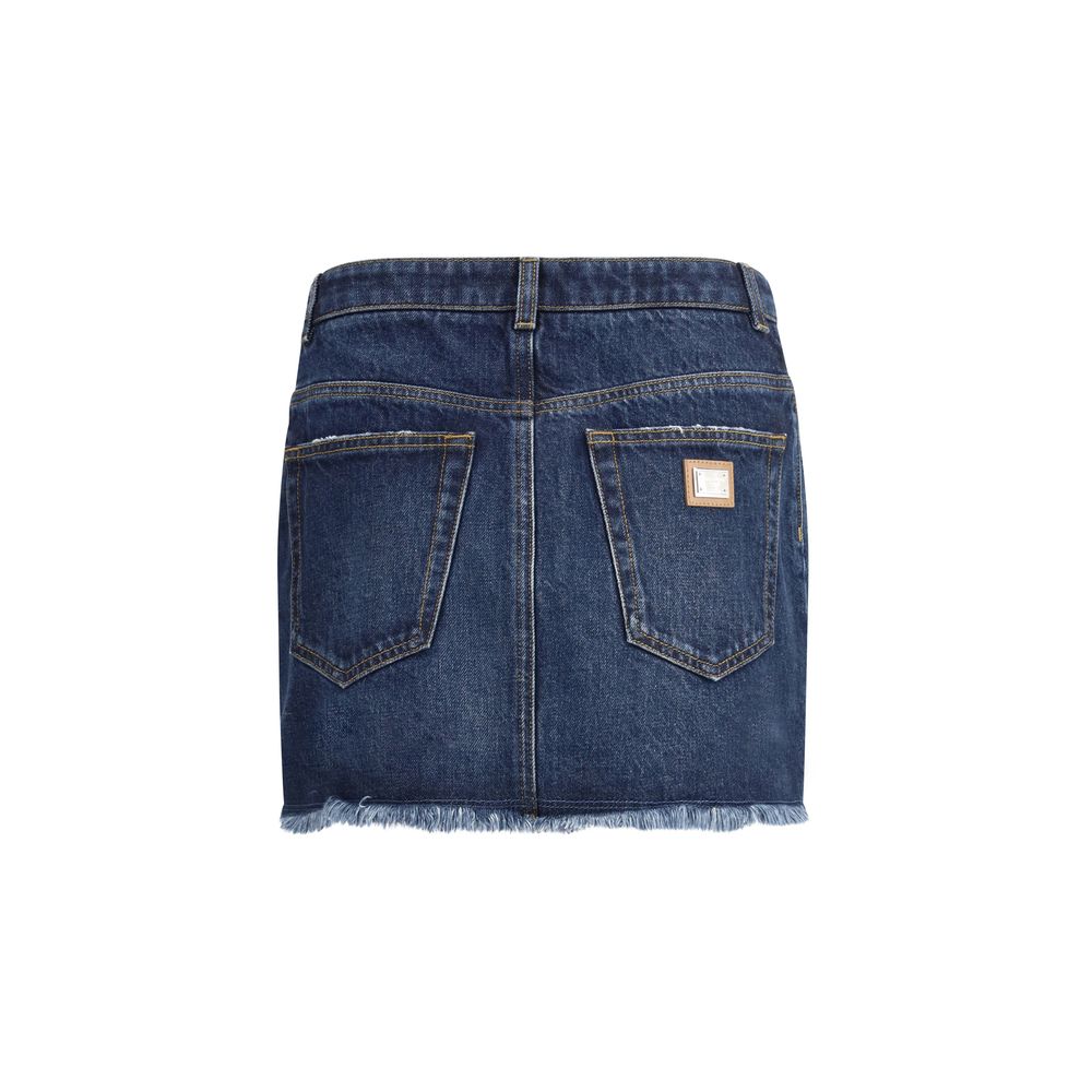 Dolce & Gabbana Blue Cotton Mini Skirt Dolce & Gabbana