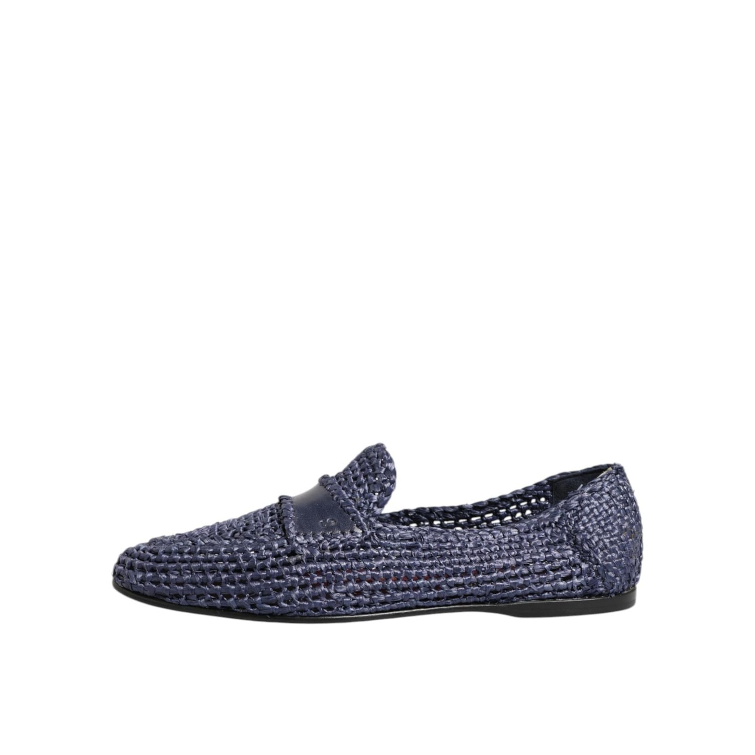 Dolce & Gabbana Blue Woven Leather Slip On Loafers Men Shoes