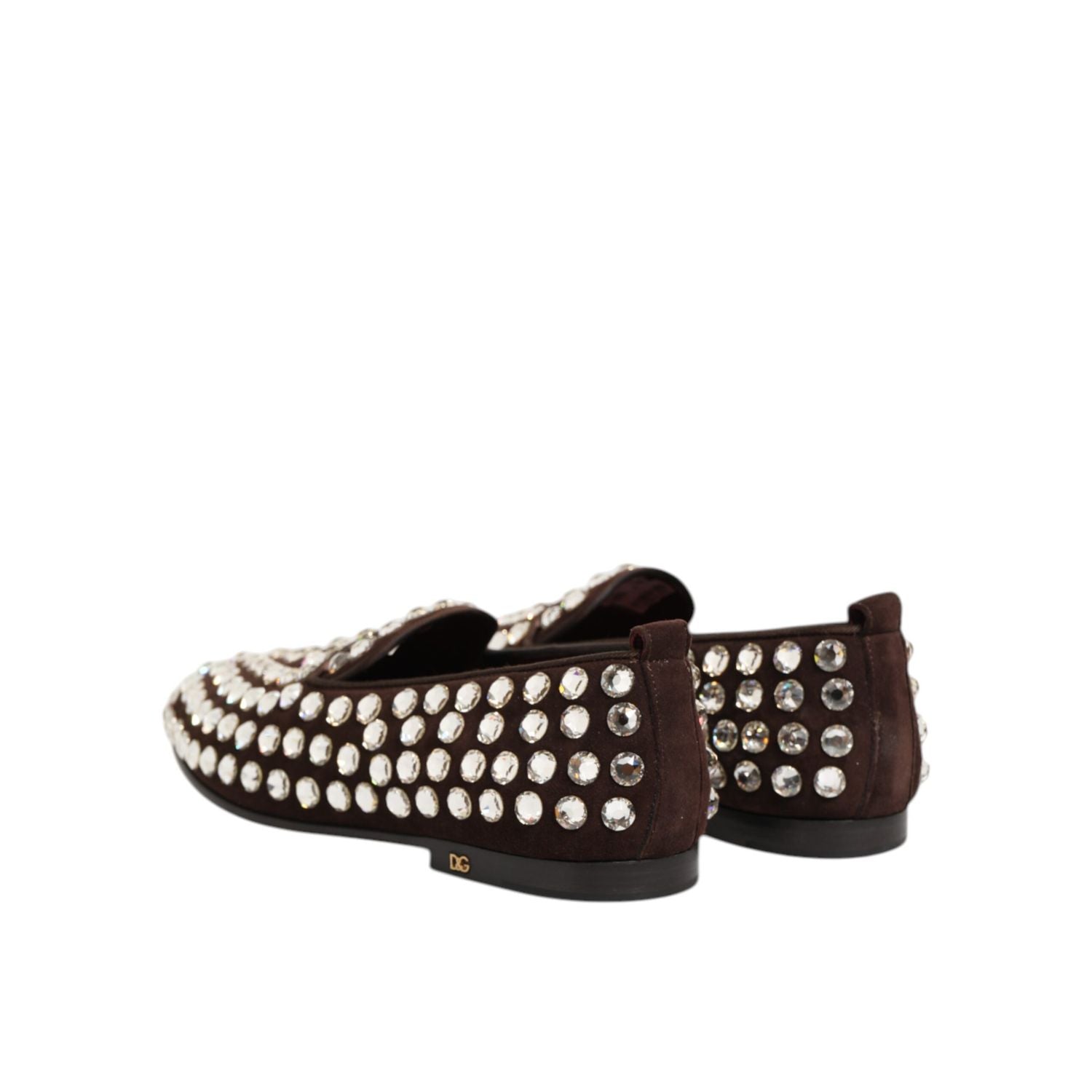 Dolce & Gabbana Bordeaux Suede Crystals Loafers Dress Shoes