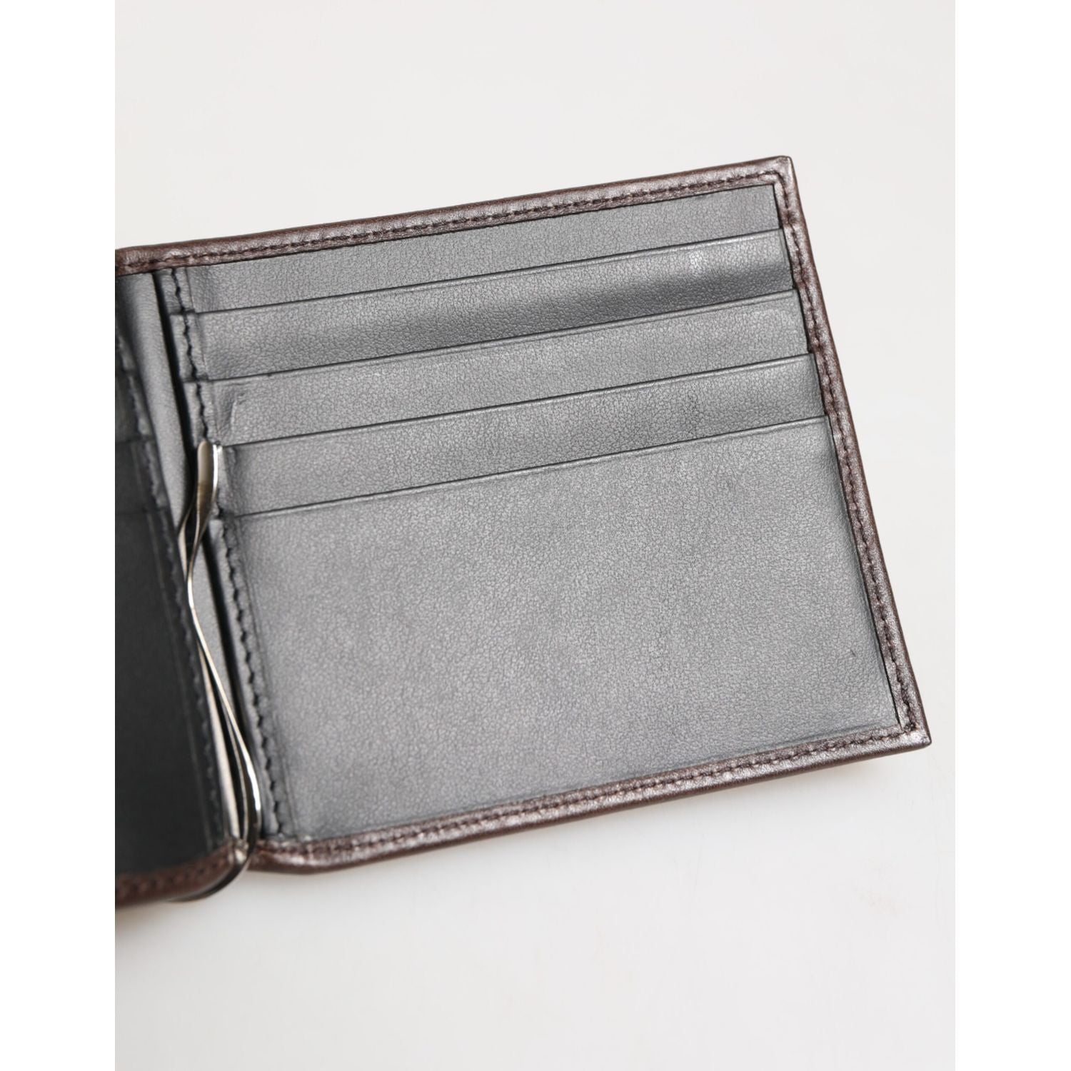 Dolce & Gabbana Brown Leather DG Logo Engrave Bifold Card Holder Wallet