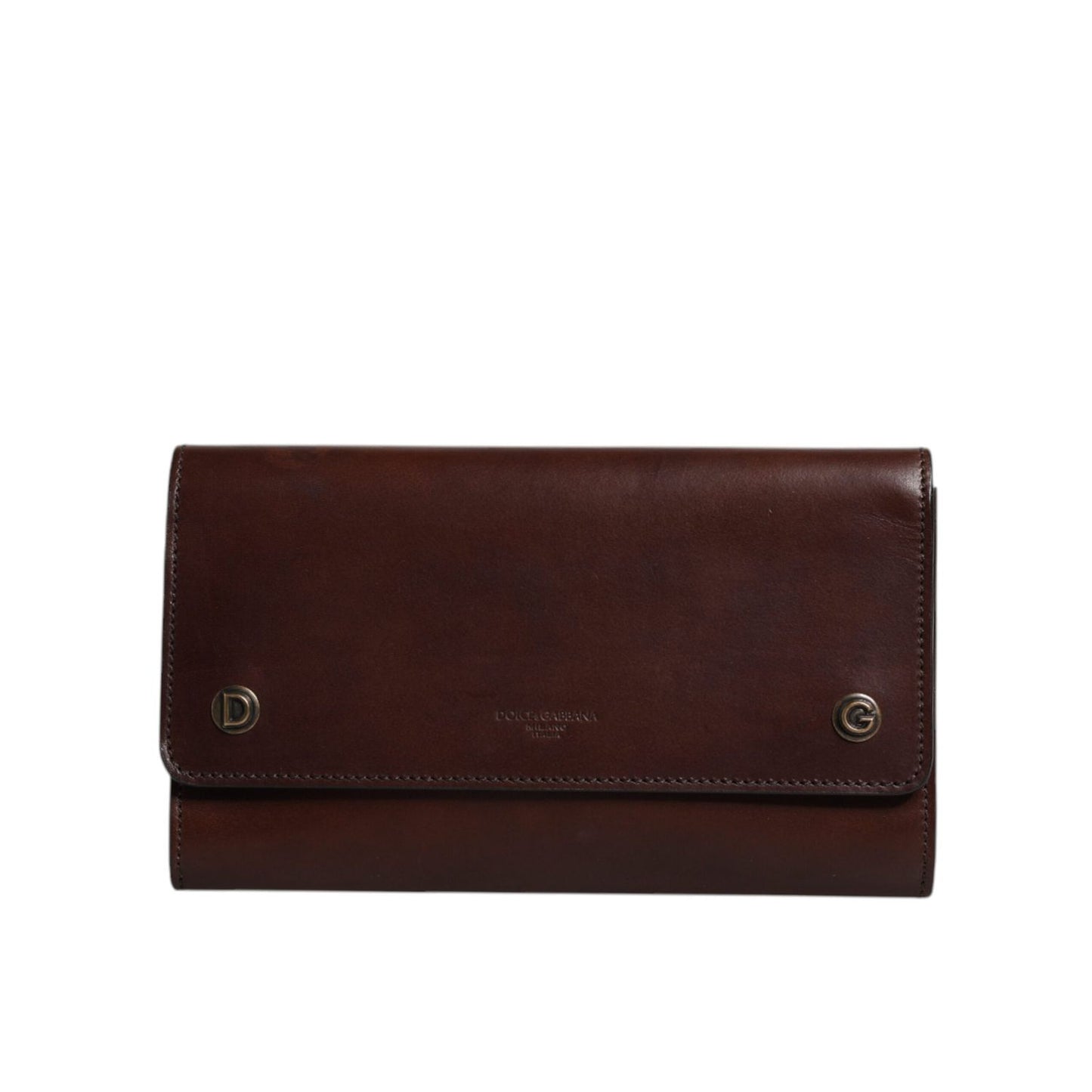 Dolce & Gabbana Brown Leather Logo Embossed Crossbody Bag