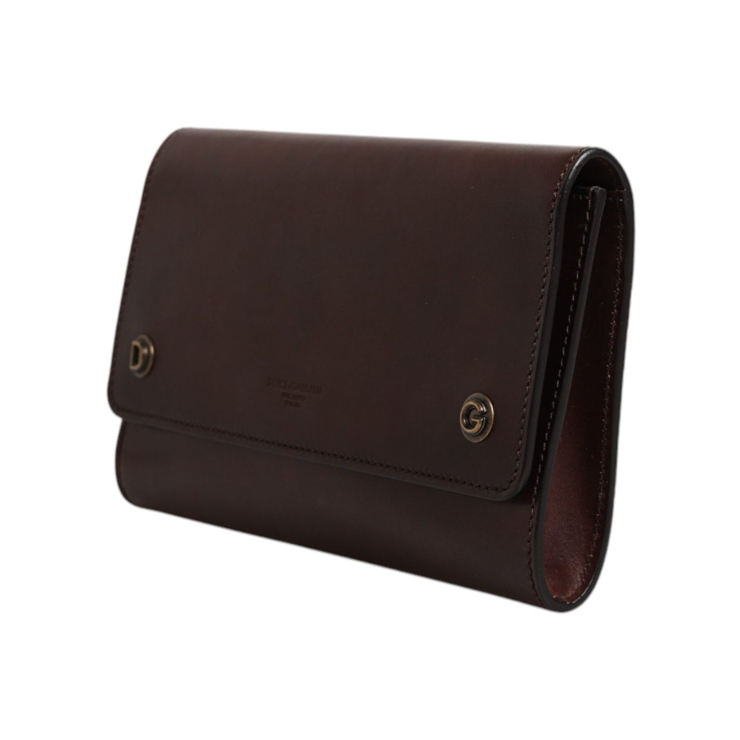 Dolce & Gabbana Brown Leather Logo Embossed Crossbody Bag