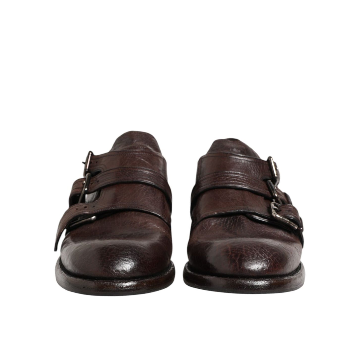 Dolce & Gabbana Brown Leather Monk Strap Formal Derby Shoes