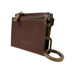 Dolce & Gabbana Brown Leather Zip Logo Keyring Coin Purse Keyring Wallet