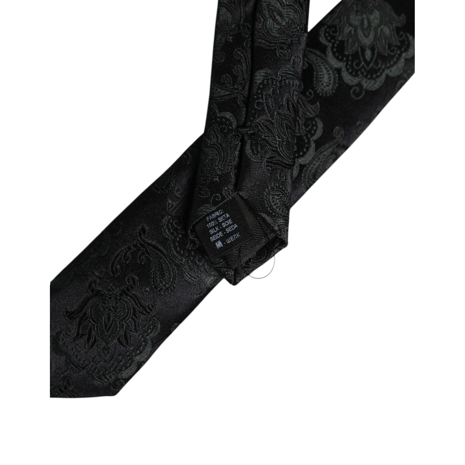 Dolce & Gabbana Dark Green Floral Silk Adjustable Necktie Tie