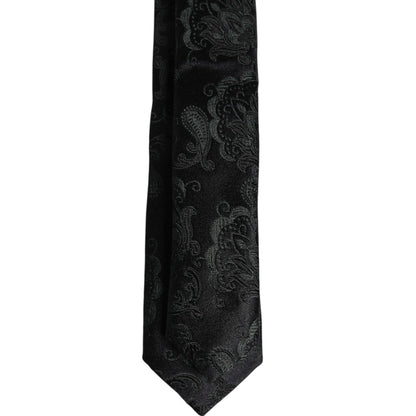 Dolce & Gabbana Dark Green Floral Silk Adjustable Necktie Tie