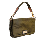 Dolce & Gabbana Dark Green Nylon Logo Plaque Shoulder Strap Borse Bag featuring unique logo details and quality craftsmanship.