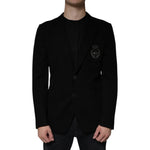 Dolce & Gabbana Black Crown Bee Single Breasted Coat Blazer Dolce & Gabbana Black