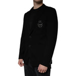 Dolce & Gabbana Black Crown Bee Single Breasted Coat Blazer Dolce & Gabbana Black