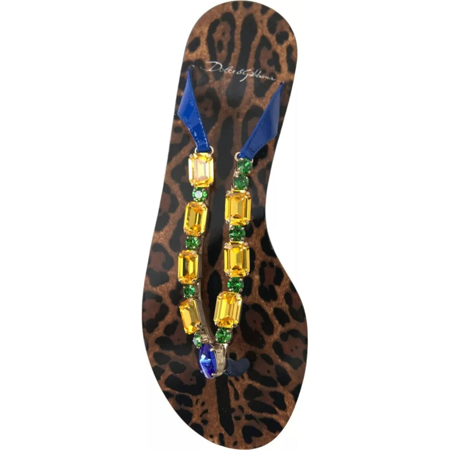 Dolce & Gabbana Blue Crystals Flats Sandals Beachwear Shoes LA9330-35