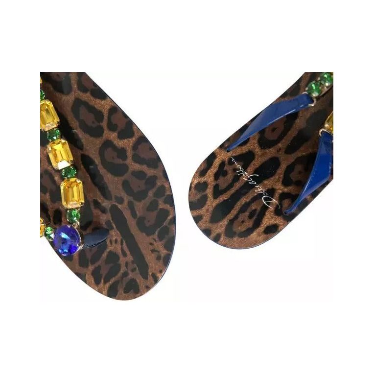 Dolce & Gabbana Blue Crystals Flats Sandals Beachwear Shoes LA9330-35