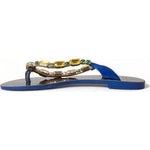 Dolce & Gabbana Blue Crystals Flats Sandals Beachwear Shoes LA9330-35