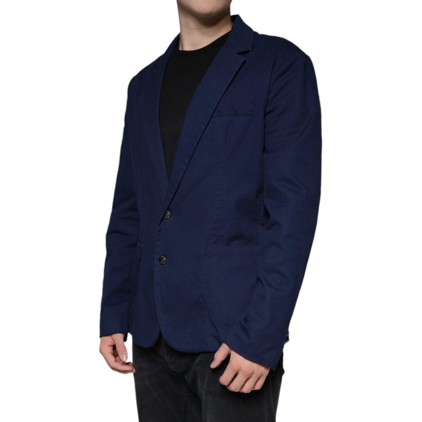 Dolce & Gabbana Blue Notch Single Breasted Dress Coat Blazer JKT41216-52