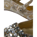 Dolce & Gabbana Gold Jacquard Crystal Mary Janes Pumps Shoes LA10957-35