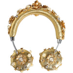 Dolce & Gabbana Gold Leather Floral Crystal Angel Headphones SMY10407