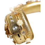 Dolce & Gabbana Gold Leather Floral Crystal Angel Headphones SMY10407