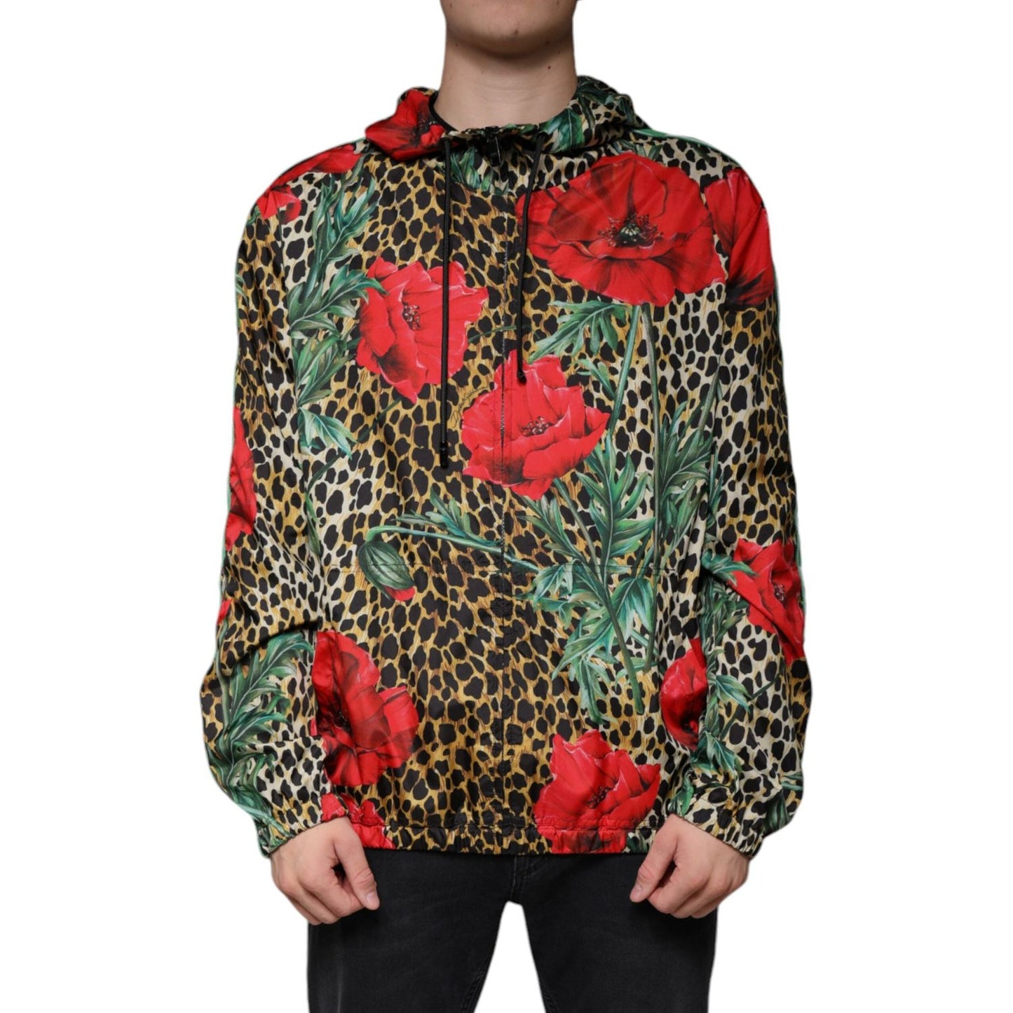 Dolce & Gabbana Multicolor Leopard Floral Hooded Jacket JKT4129-50