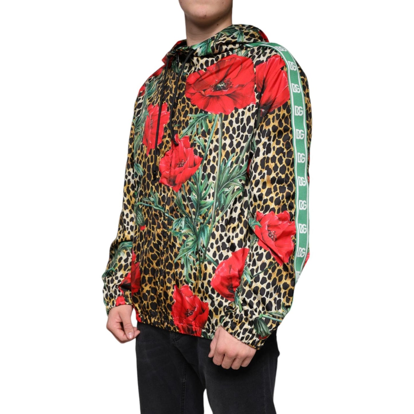 Dolce & Gabbana Multicolor Leopard Floral Hooded Jacket JKT4129-50