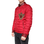 Dolce & Gabbana Red Quilted Bomber Gold Crown Logo Jacket Dolce & Gabbana Maroon