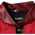 Dolce & Gabbana Red Quilted Bomber Gold Crown Logo Jacket Dolce & Gabbana Black