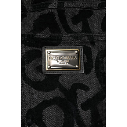 Dolce & Gabbana Gray Cotton DG Logo Straight Men Denim Jeans