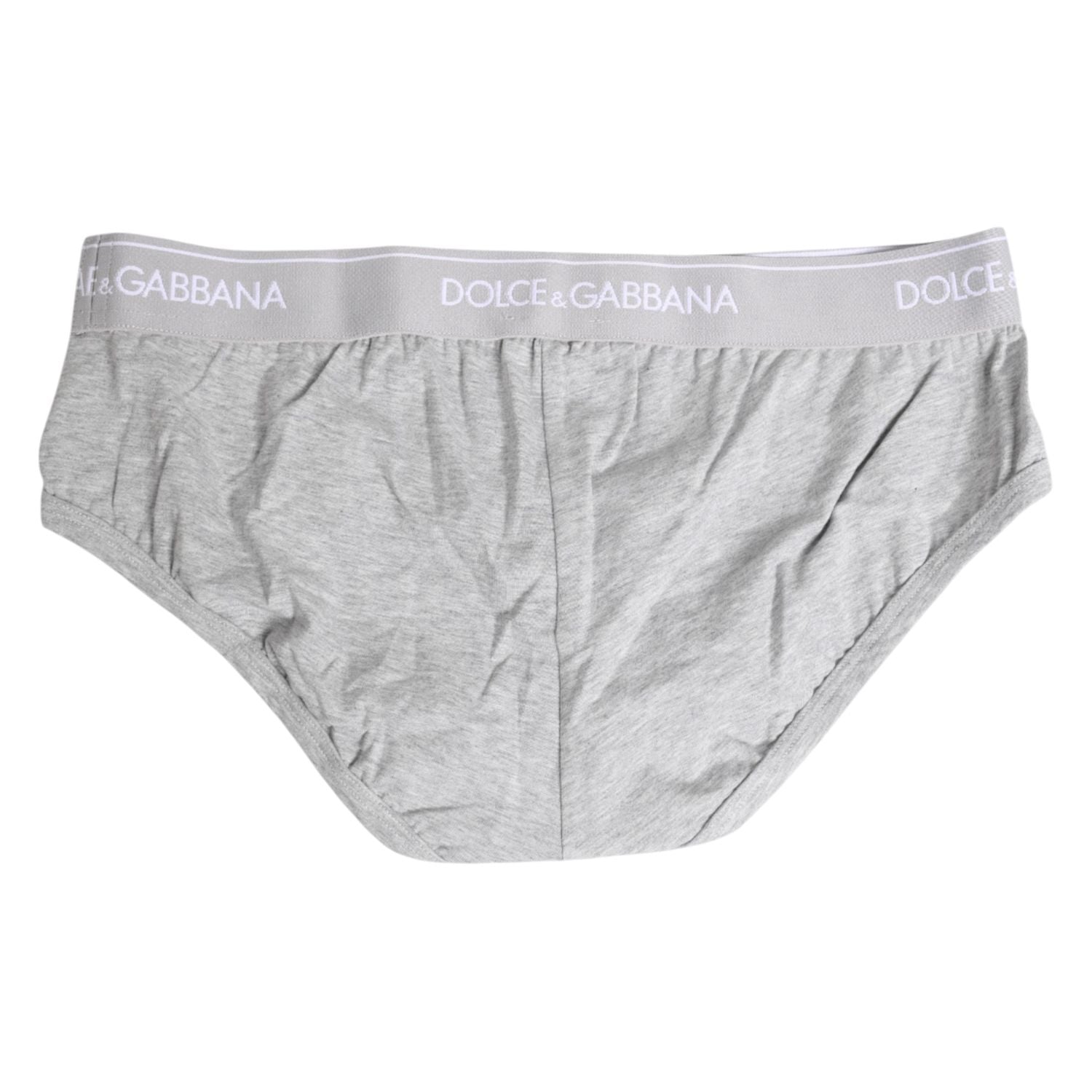 Dolce & Gabbana Gray Cotton Stretch Regular Brief Underwear
