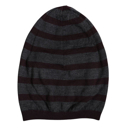 Dolce & Gabbana Gray Striped Wool Knitted Winter Beanie Hat