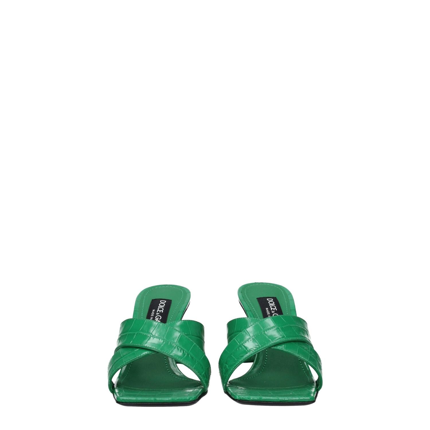 Dolce & Gabbana Green Leather Flat Sandals