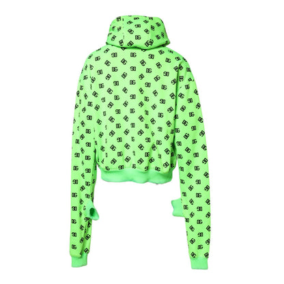 Dolce & Gabbana Green Polyester DGLogo Print Hooded Sweater