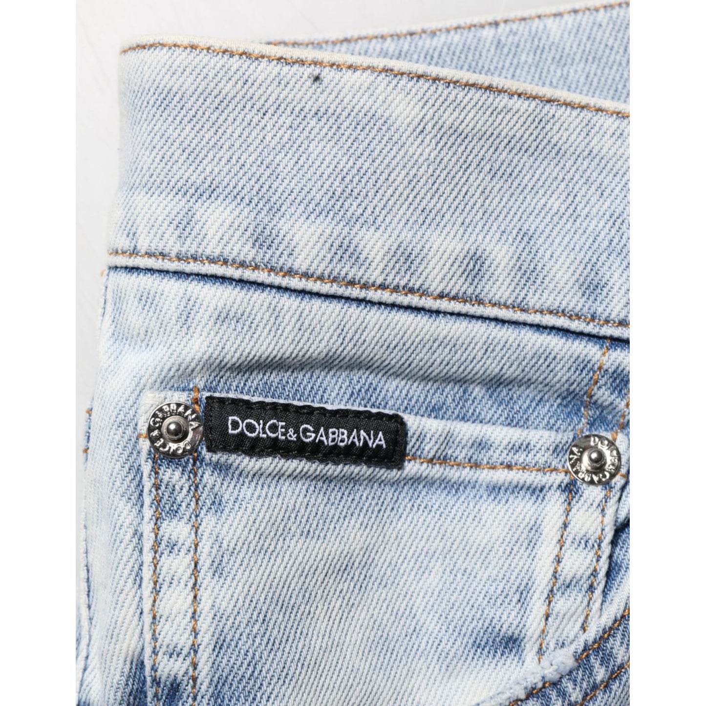 Dolce & Gabbana Light Blue Distressed Slim Fit Ripped Denim Jeans