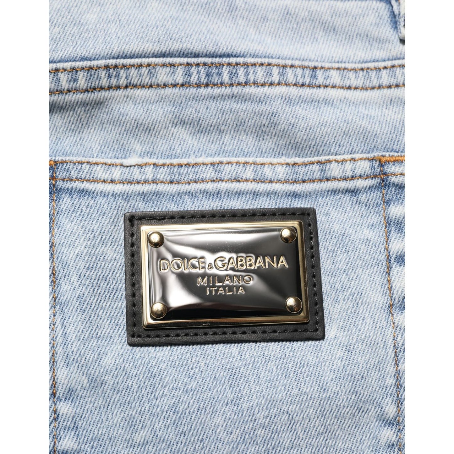 Dolce & Gabbana Light Blue Distressed Slim Fit Ripped Denim Jeans