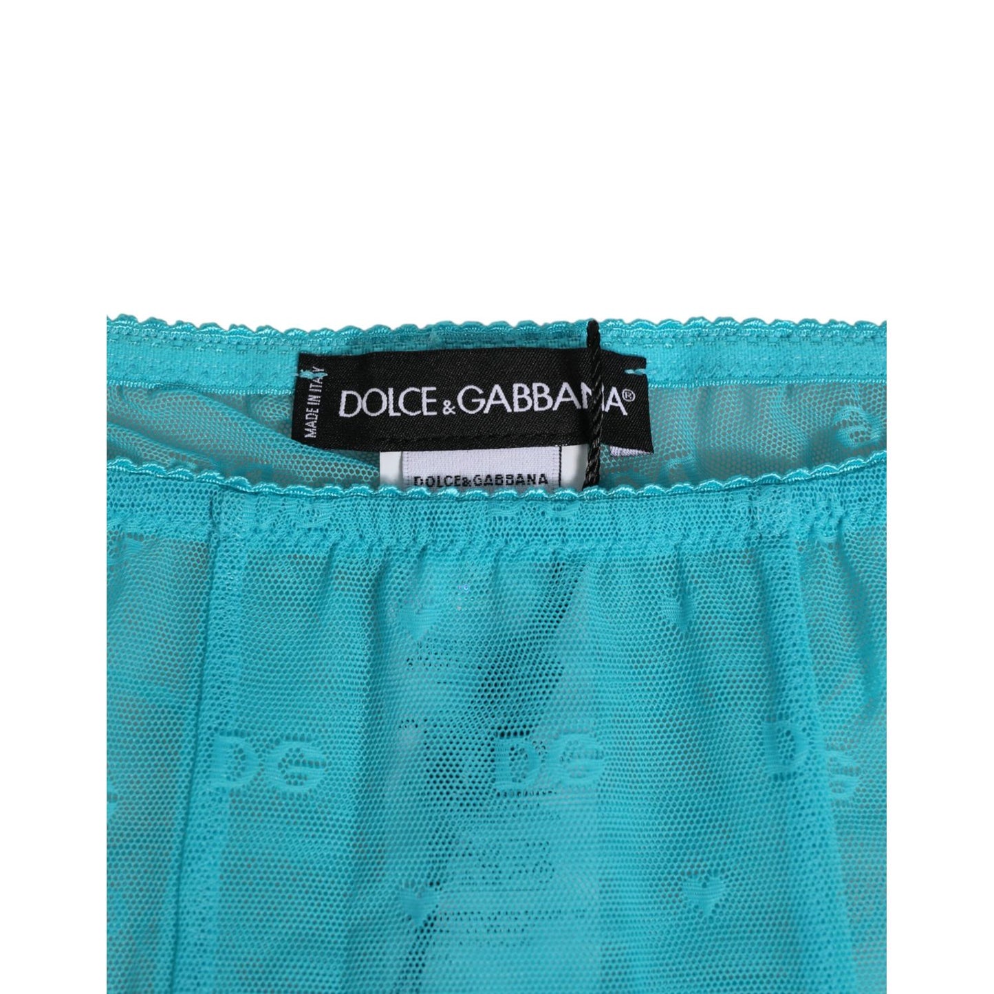 Dolce & Gabbana Light Blue Logo Lace Tight Midi Trouser Underwear