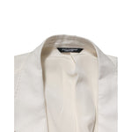 Dolce & Gabbana Light Cream Linen Embroidered 2 Piece Suit collar detail in fine line