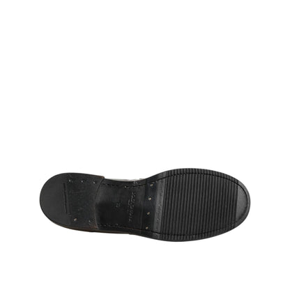 Sole view of Dolce & Gabbana Metallic Silver Logo Slip On Men Dress Shoes, emphasizing design and quality craftsmanship.