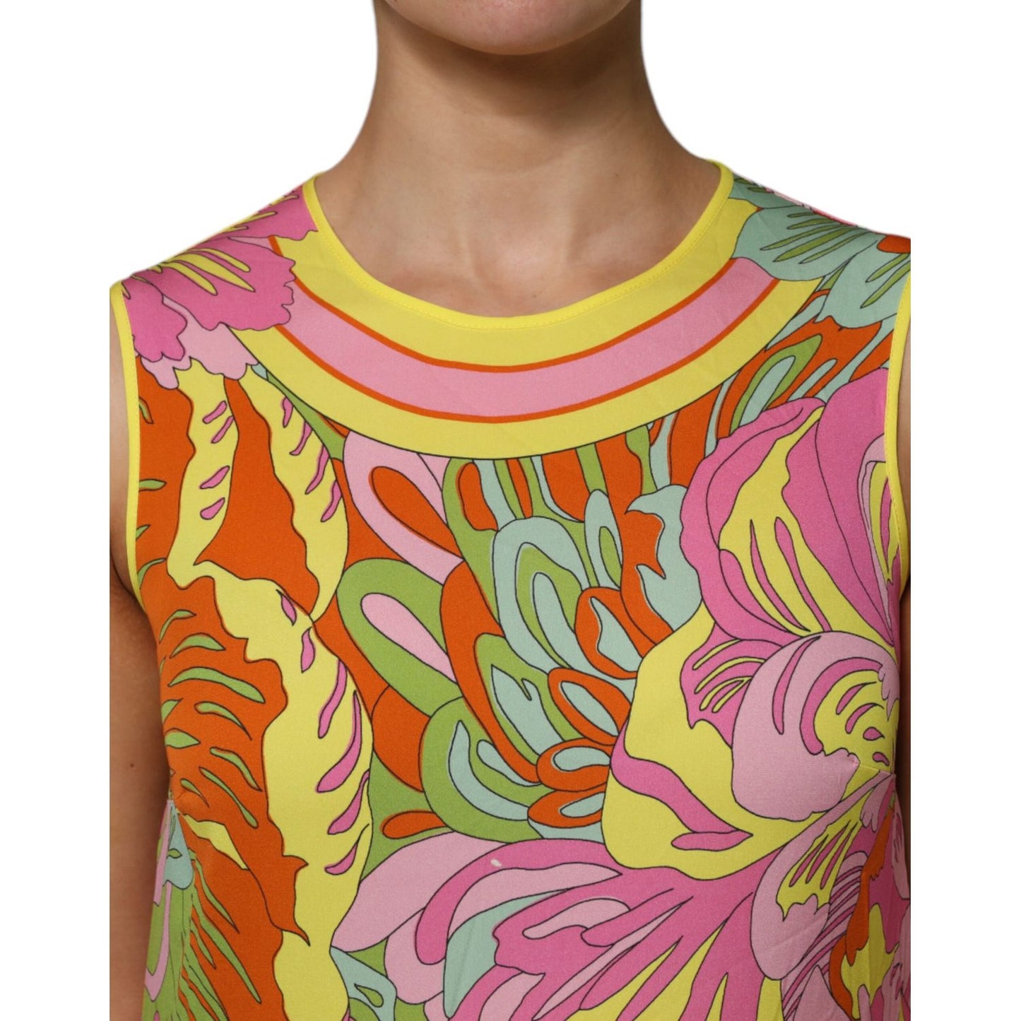 Dolce & Gabbana Multicolor Floral Roundneck Sleeveless Top