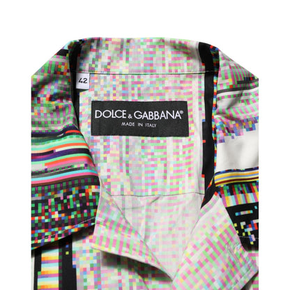 Dolce & Gabbana Multicolor Graphic Collared Casual Shirt