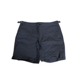 Dolce & Gabbana Navy Blue Polyester Pinstripe Men Shorts Swimwear, tailored design with side buckle adjusters and side pockets.
