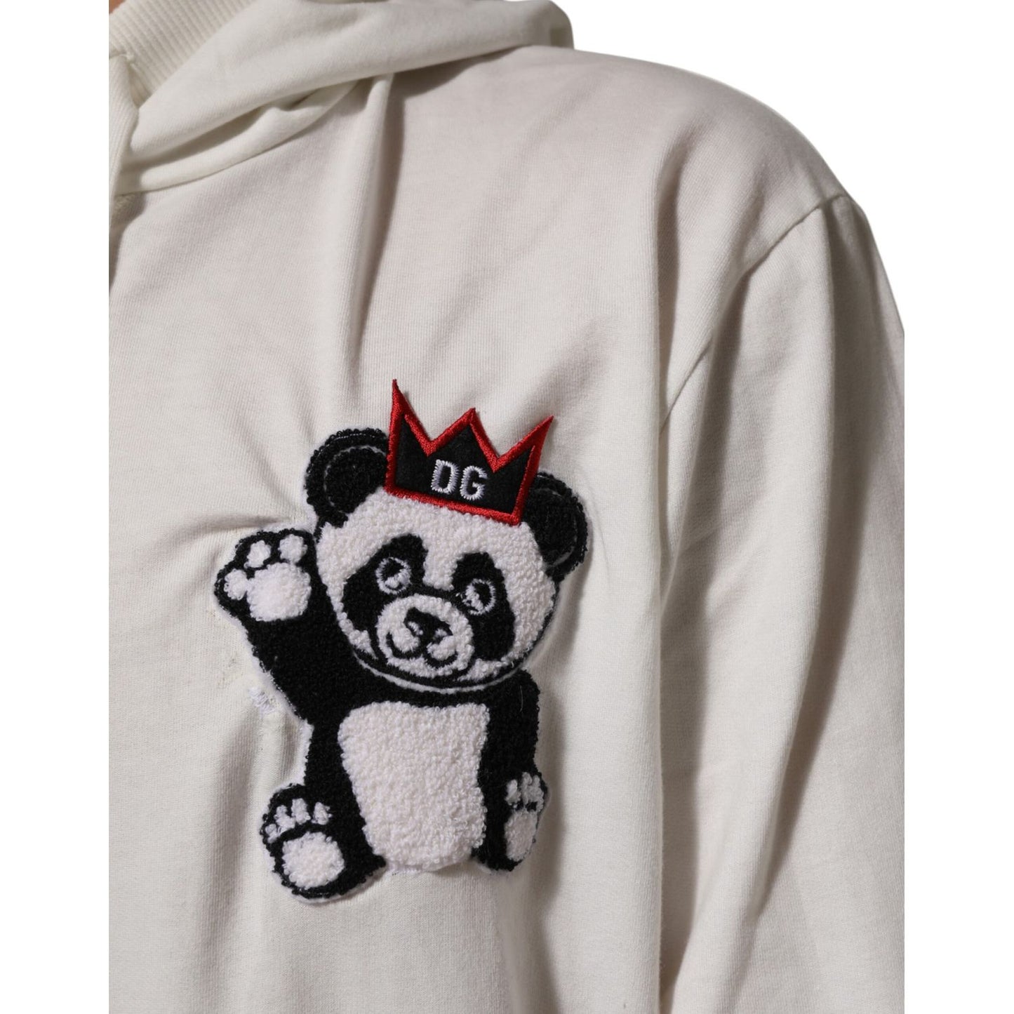 Dolce & Gabbana Off White Cotton Panda Hooded Sweatshirt Sweater