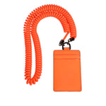 Dolce & Gabbana Orange Leather Logo Embossed Lanyard Card Holder Wallet with embossed details, high-quality leather, and matching lanyard.