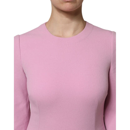 Dolce & Gabbana Pink Polyester Long Sleeves Sheath Mini Dress