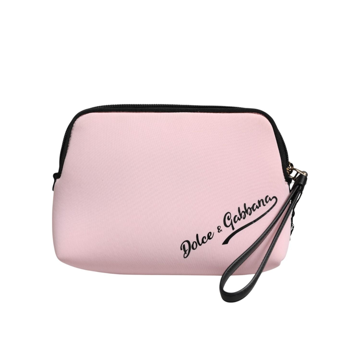 Dolce & Gabbana Pink Solid Nylon DG Logo Print Clutch Zip Borse Pouch Bag