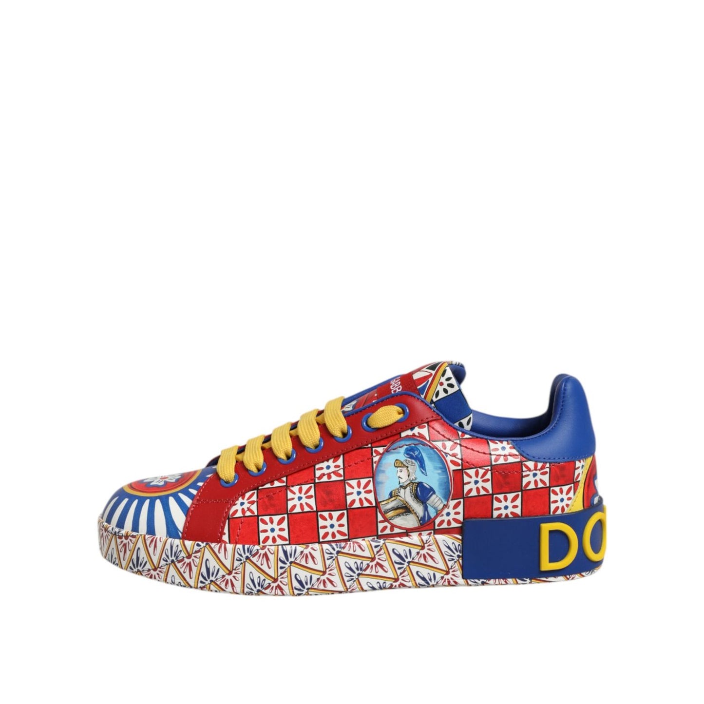 Dolce & Gabbana Portofino Carretto Printed Leather Sneakers Shoes