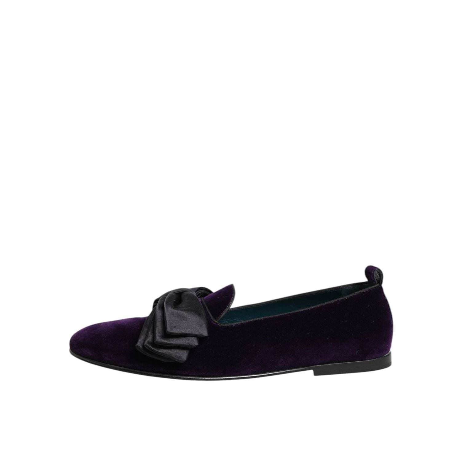 Dolce & Gabbana Purple Suede Cotton Bow Slip On Loafers Shoes
