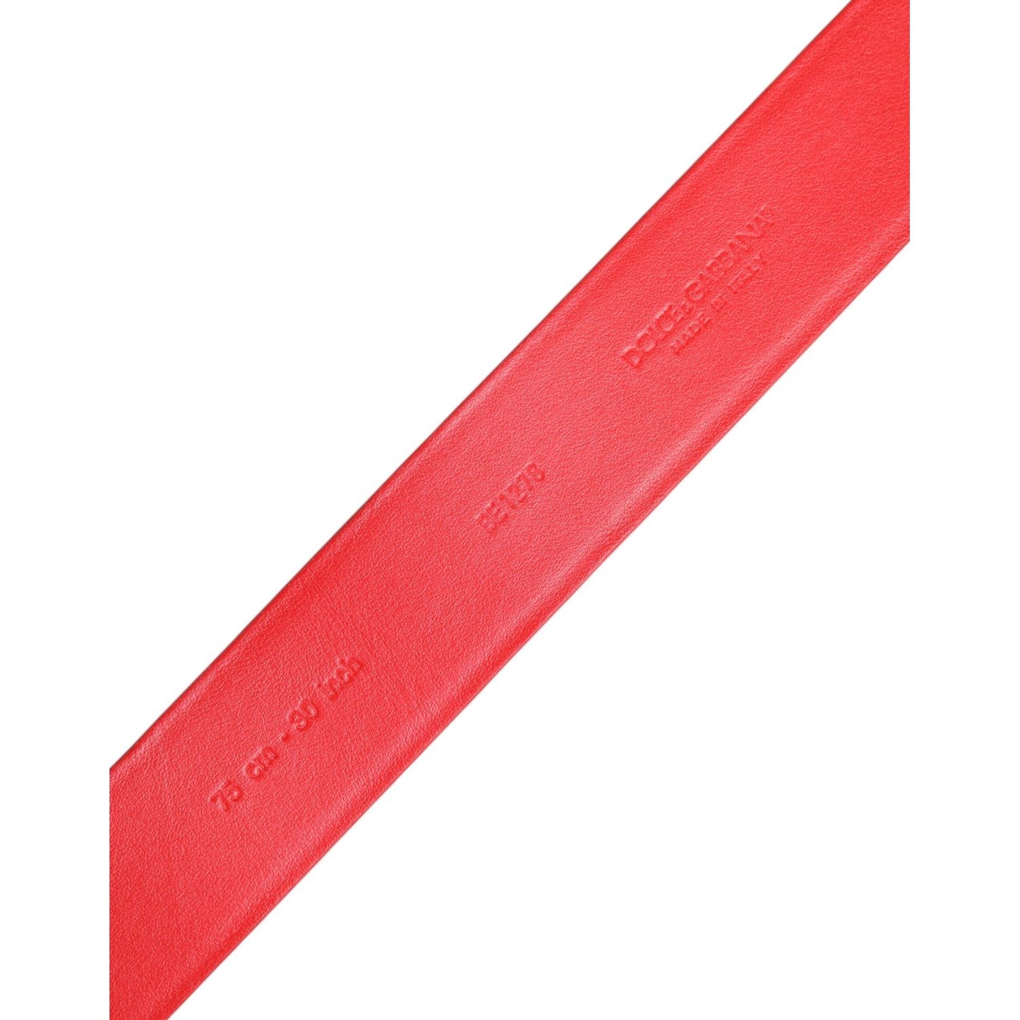 Dolce & Gabbana Red Calf Leather Embellished Metal Buckle Belt