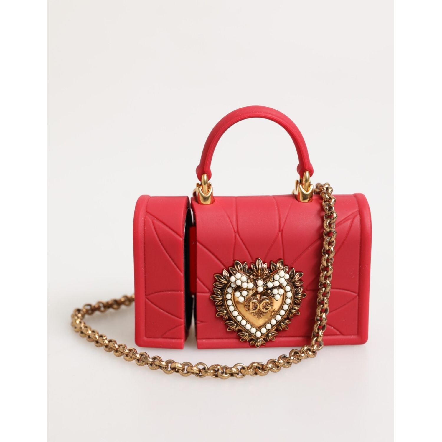Dolce & Gabbana Red Silicone Devotion Heart Cover Bag Women Airpods Case