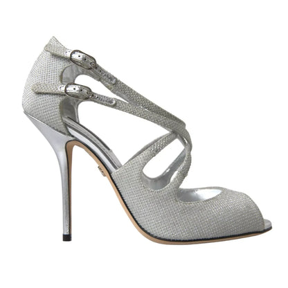Dolce & Gabbana Silver Shimmers Sandals Heel Pumps Shoes