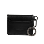 Dolce & Gabbana Wallet Black Leather Logo Embossed Key Chain Card Holder Wallet with attached keychain and made in Italy.