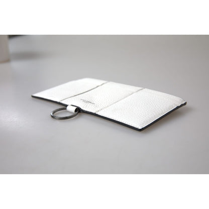 Dolce & Gabbana White Calfskin Leather Large Crossbody Card Holder Wallet