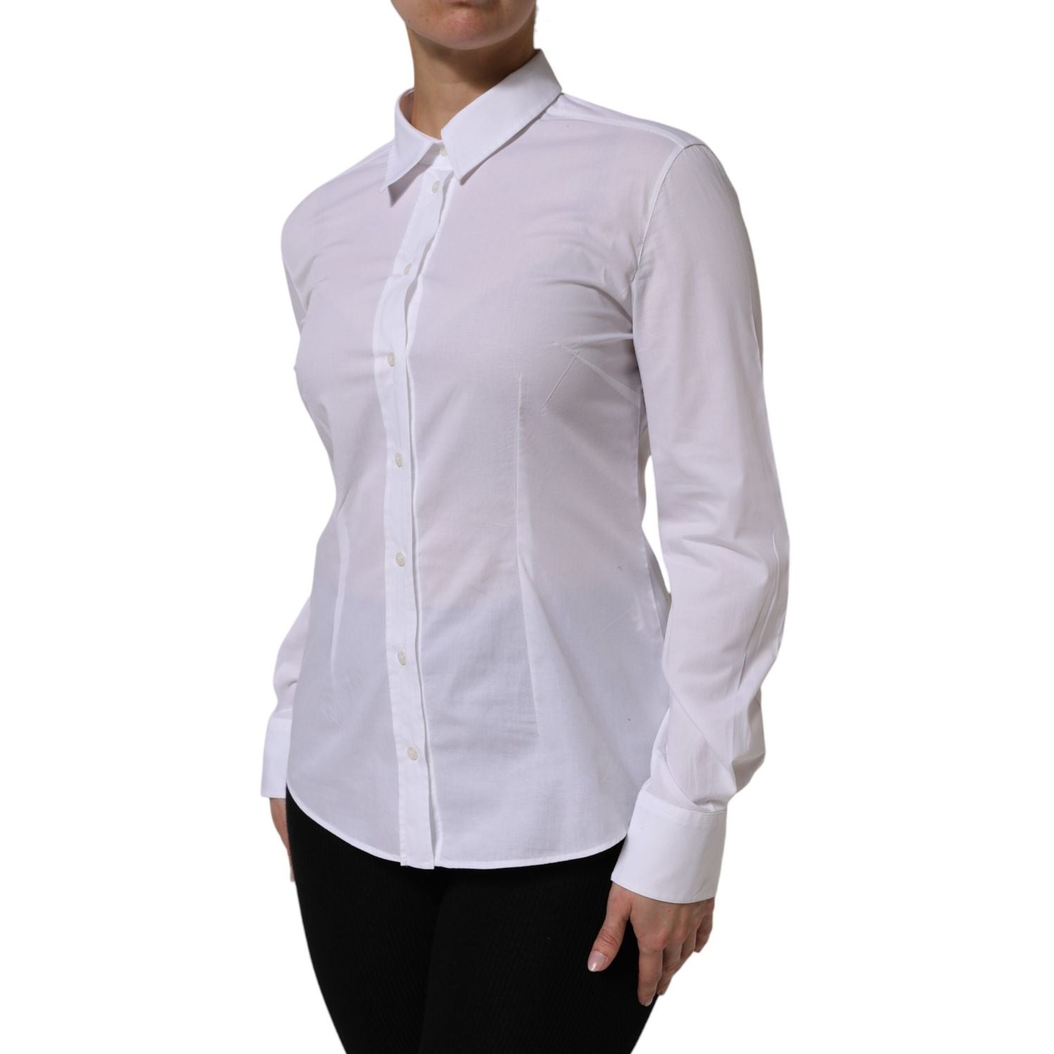 Dolce & Gabbana White Cotton Collared Dress Formal Shirt  Top